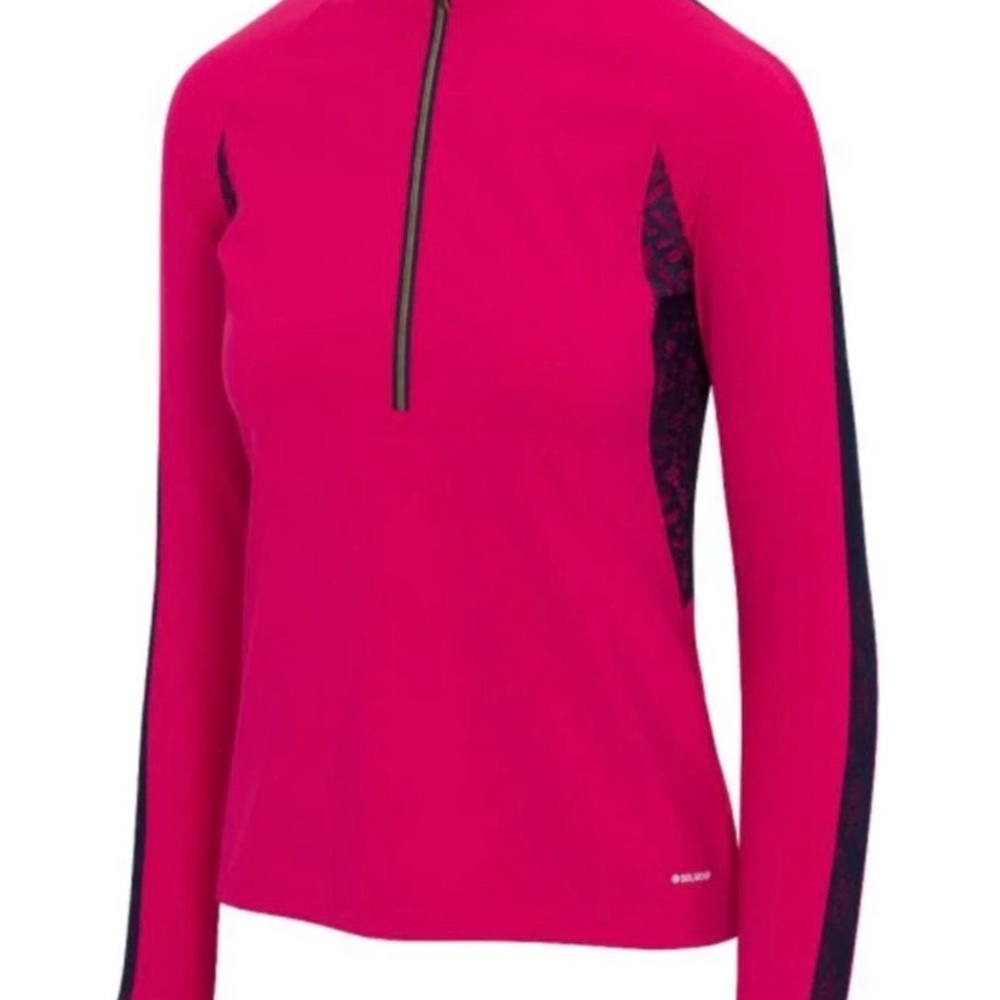 Greg Norman Collection Fuchsia Long Sleeve Top with Navy Details